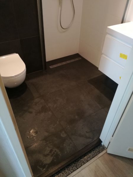 Donkere badkamervloer